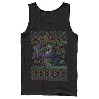 Mens Batman The Joker Laughing Vintage Knit Style Tank Top