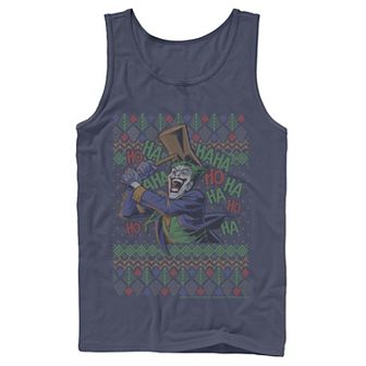 Mens Batman The Joker Laughing Vintage Knit Style Tank Top