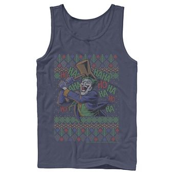Mens Batman The Joker Laughing Vintage Knit Style Tank Top