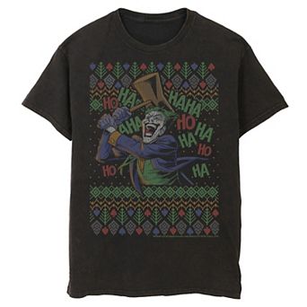 Mens Batman The Joker Laughing Vintage Knit Style Tee
