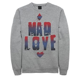 Mens DC Comics Batman Harley Quinn And Joker Mad Love Text Sweatshirt