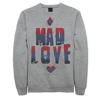 Mens DC Comics Batman Harley Quinn And Joker Mad Love Text Sweatshirt