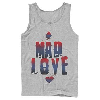 Mens DC Comics Batman Harley Quinn And Joker Mad Love Text Tank Top