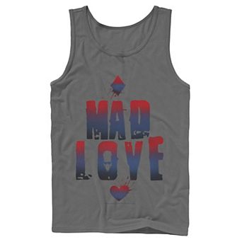 Mens DC Comics Batman Harley Quinn And Joker Mad Love Text Tank Top