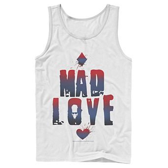 Mens DC Comics Batman Harley Quinn And Joker Mad Love Text Tank Top