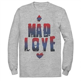 Mens DC Comics Batman Harley Quinn And Joker Mad Love Text Tee