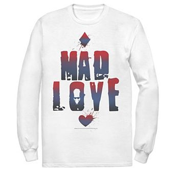 Mens DC Comics Batman Harley Quinn And Joker Mad Love Text Tee