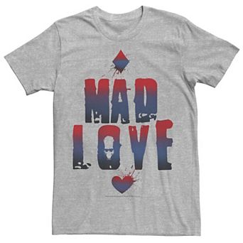 Men's DC Comics Batman Harley Quinn And Joker Mad Love Text Tee