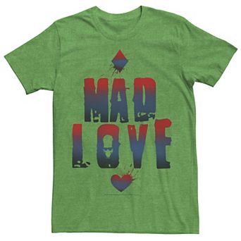 Men's DC Comics Batman Harley Quinn And Joker Mad Love Text Tee