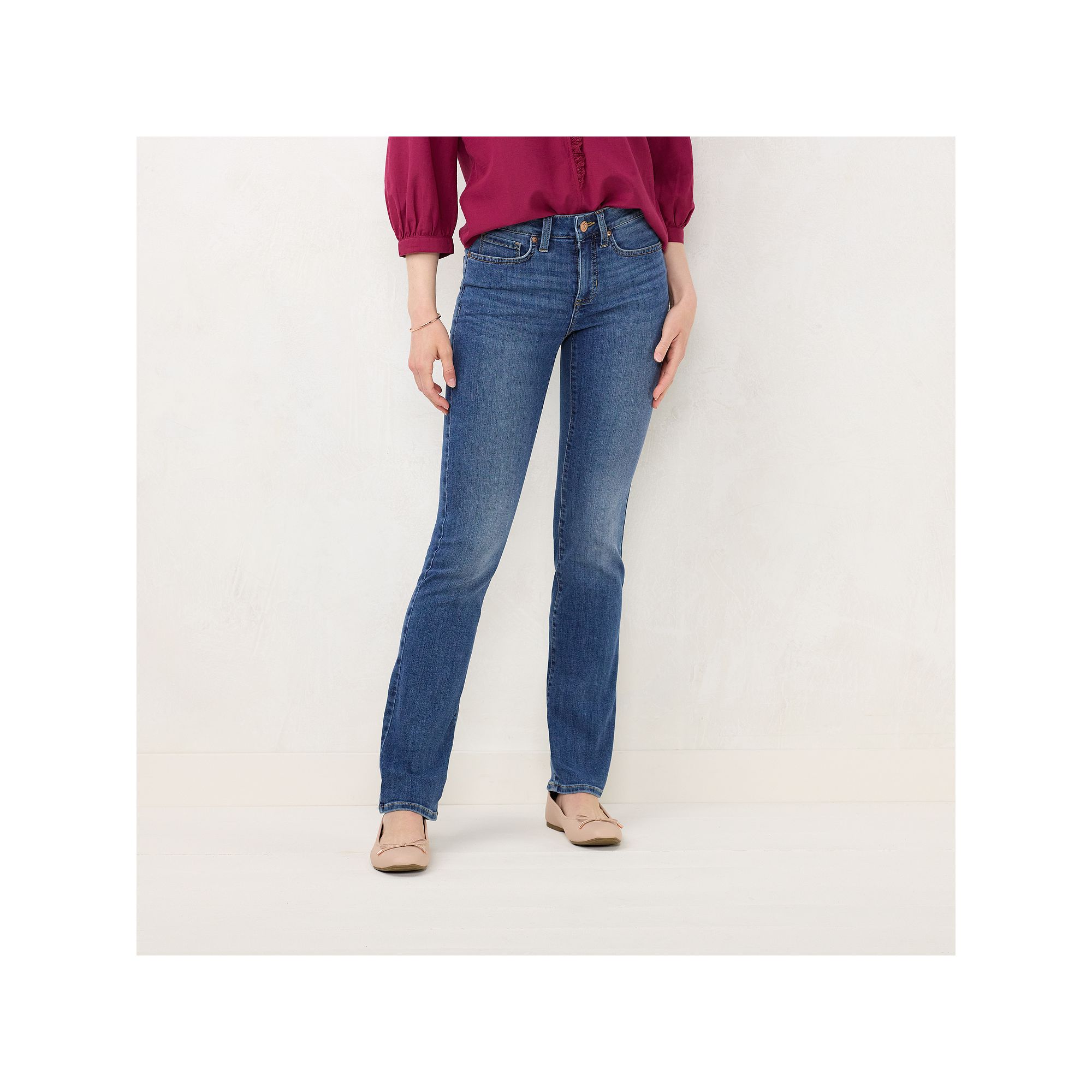 Womens LC Lauren Conrad Feel Good Mid Rise Barely Bootcut Jeans, Size: 0 T