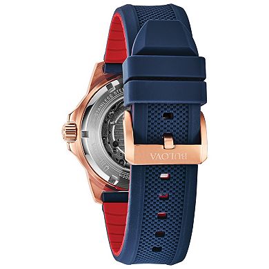 Bulova Men's Marine Star Blue Silicone Strap Automatic Watch - 98A227