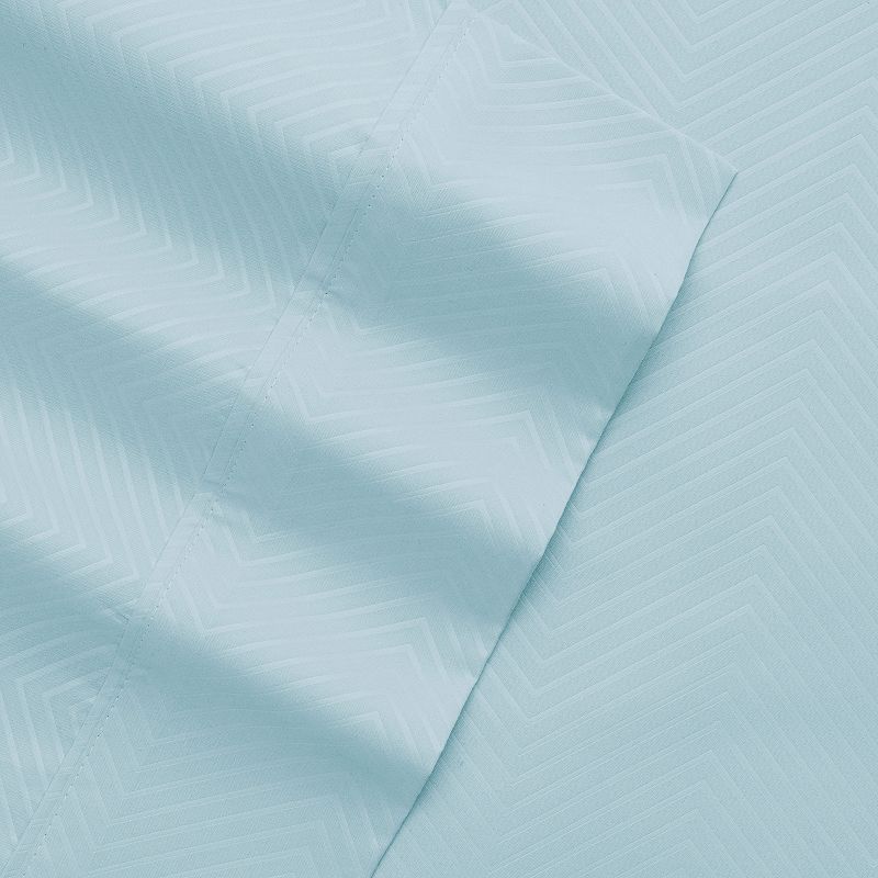 Home Collection Chevron Embossed Sheet Set, Turquoise/Blue, King Set