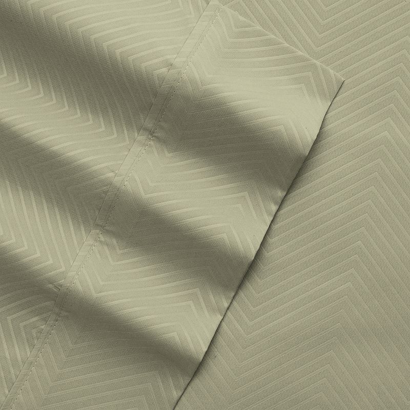 Home Collection Chevron Embossed Sheet Set, Green, FULL SET