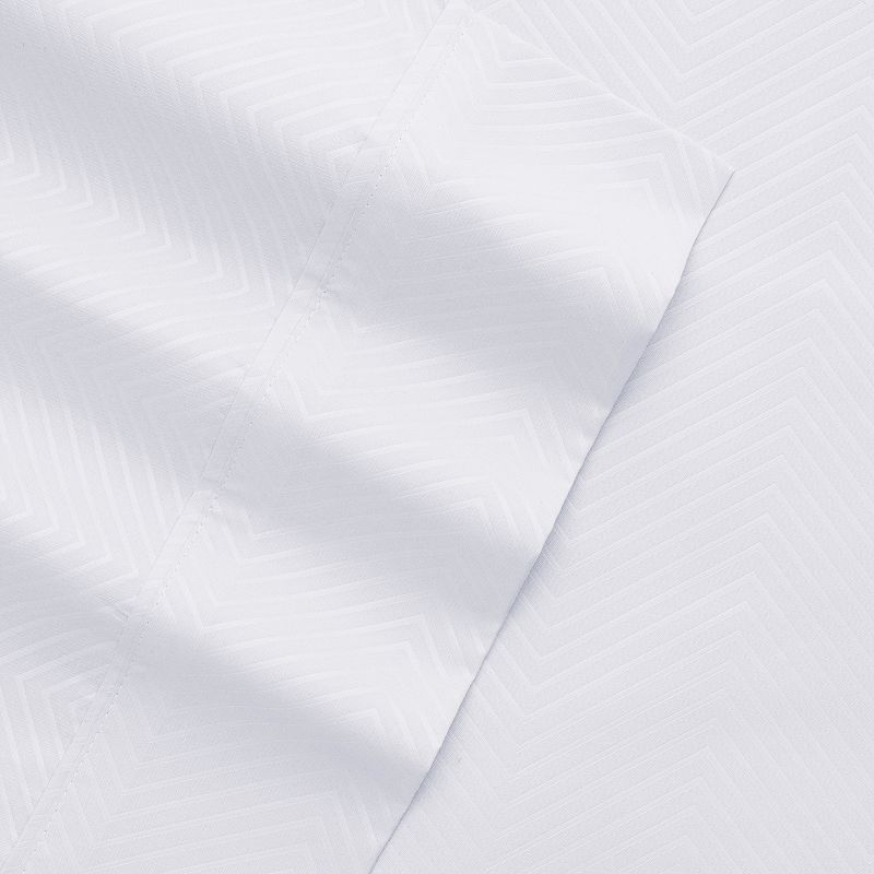 Home Collection Chevron Embossed Sheet Set, White, King Set