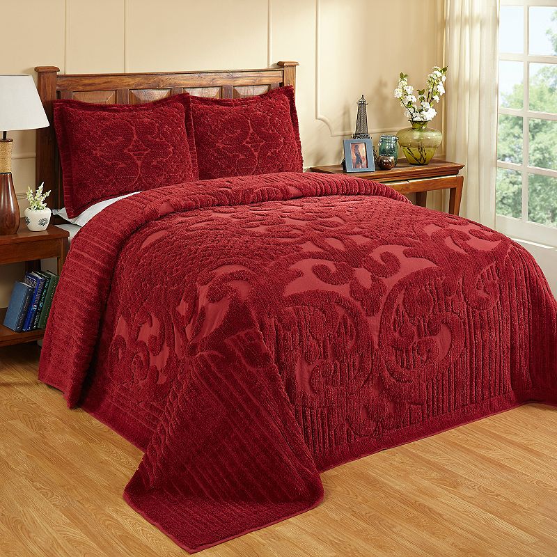 Better Trends Ashton Chenille Bedspread or Sham, Red