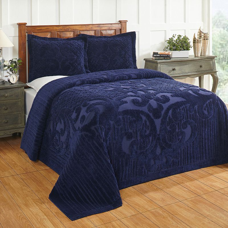 Better Trends Navy Ashton Medallion 100% Cotton Bedspread and Shams for Adult  King