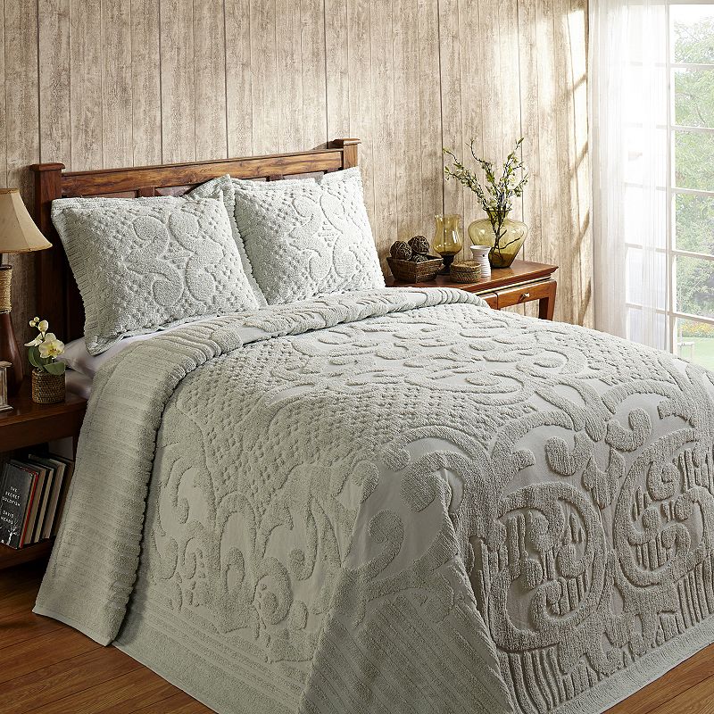 Better Trends Ashton Chenille Bedspread or Sham, Green