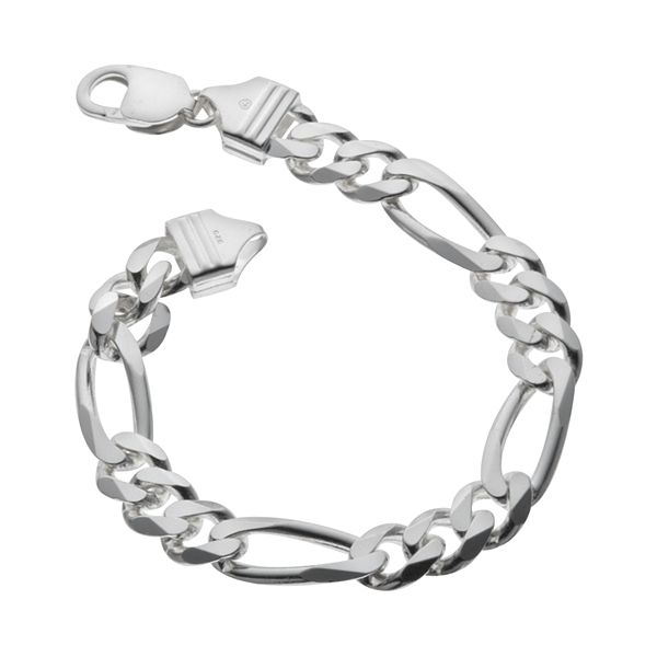 Men's Sterling Silver Gold Plated Figaro Bracelet L (18cm / 7.1”)