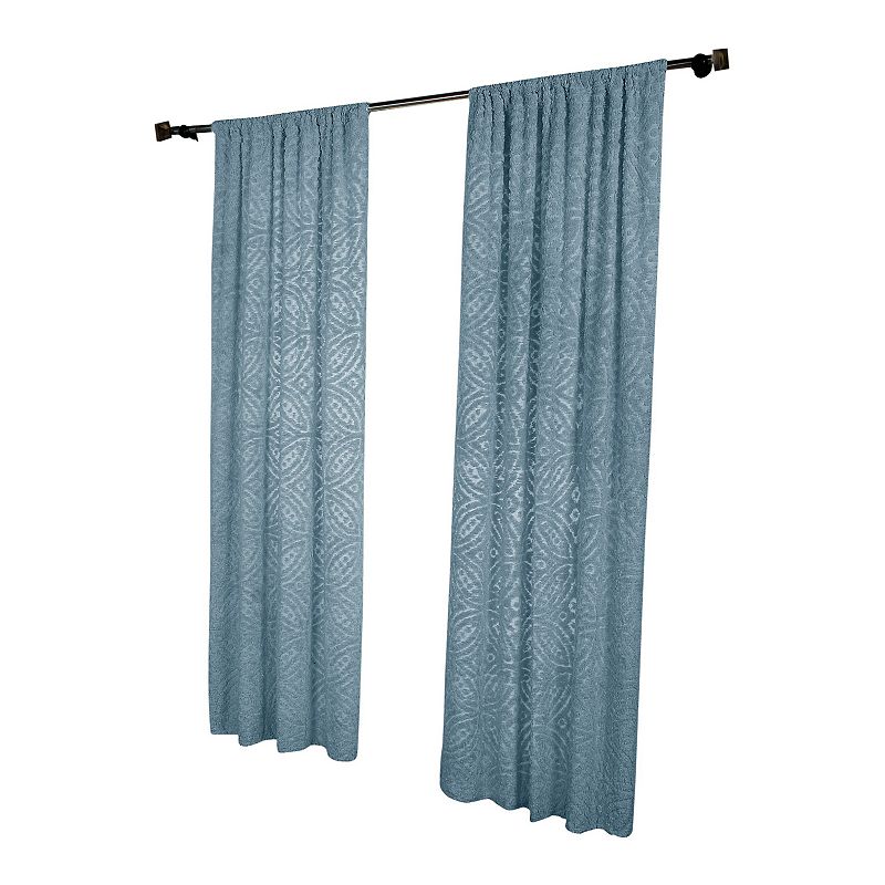 Better Trends 2-pack Double Wedding Ring Window Curtains, Blue
