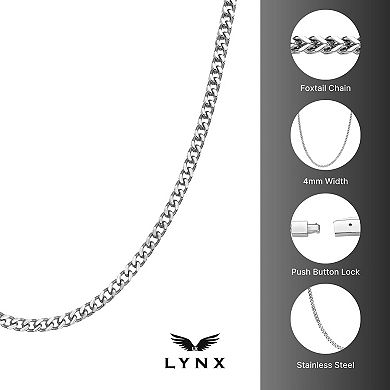 Men's LYNX Stainless Steel 4 mm Foxtail Chain Necklace