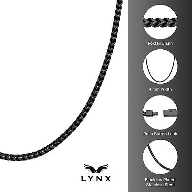 Men's LYNX Stainless Steel 4 mm Foxtail Chain Necklace