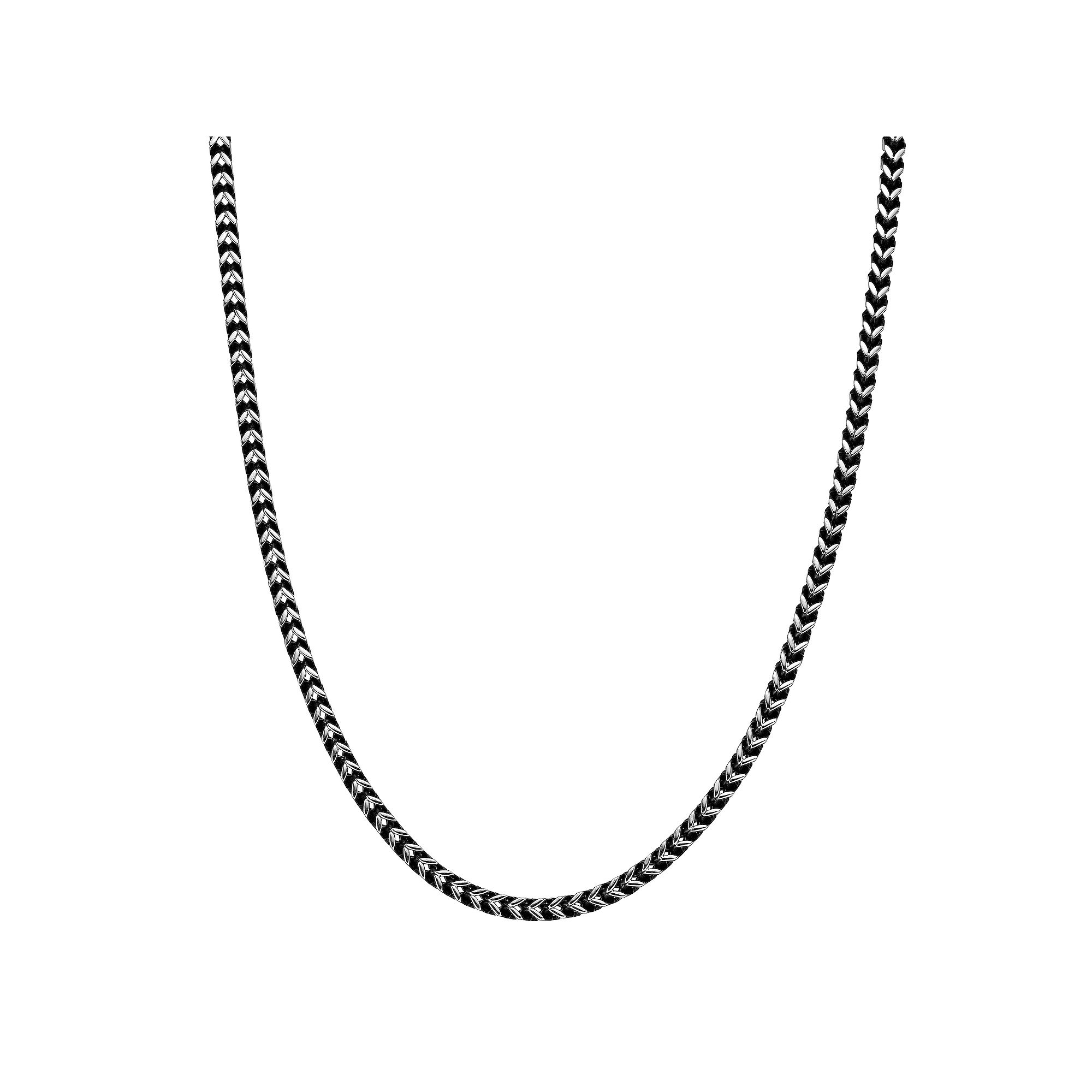 Mens LYNX Stainless Steel 4 mm Foxtail Chain Necklace, Size: 24, Antiqu