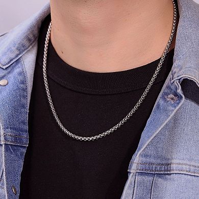 Men's LYNX Stainless Steel 3.5 mm Box Chain Necklace