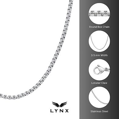 Men's LYNX Stainless Steel 3.5 mm Box Chain Necklace