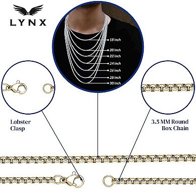 Men's LYNX Stainless Steel 3.5 mm Box Chain Necklace