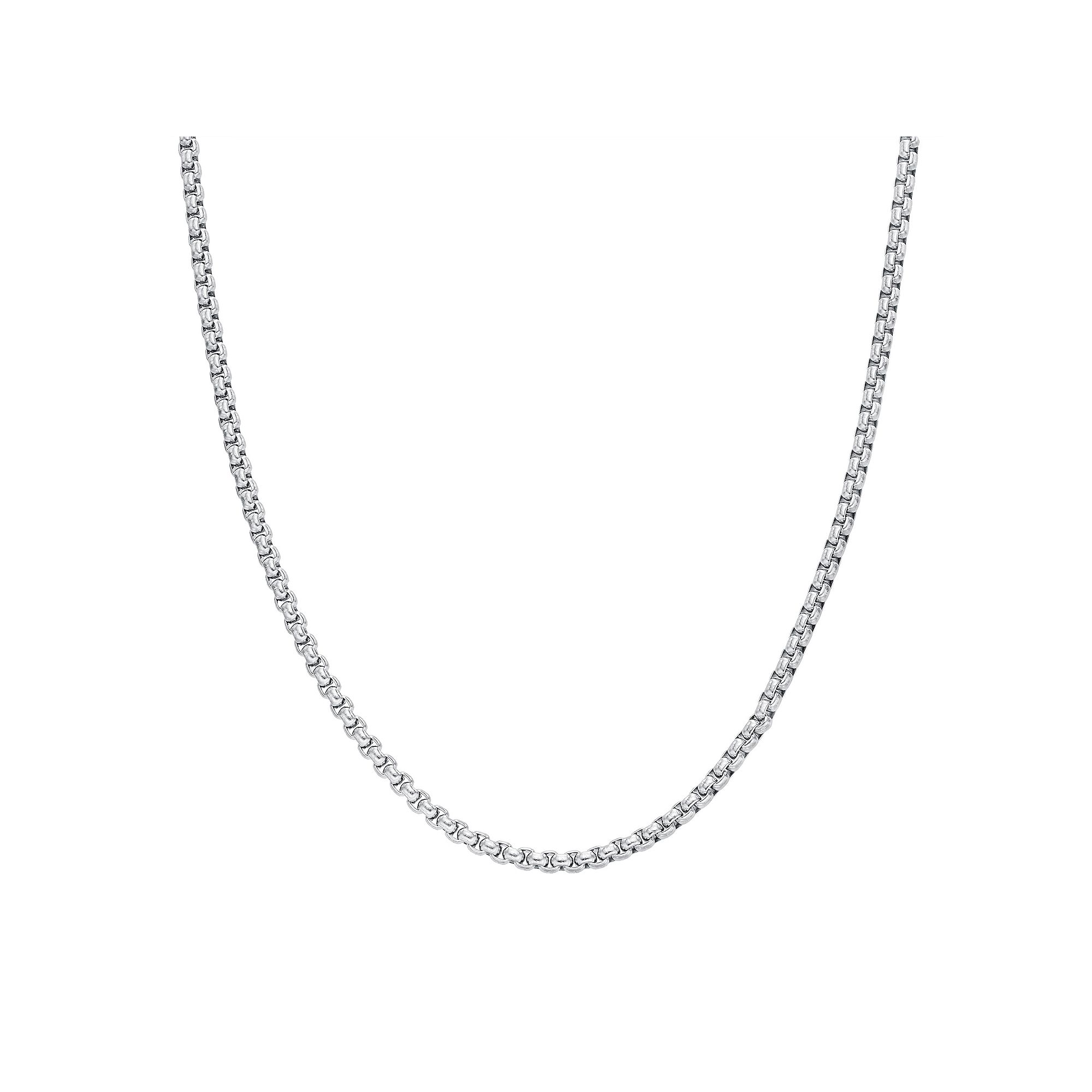 Mens LYNX Stainless Steel 3.5 mm Box Chain Necklace, Size: 22