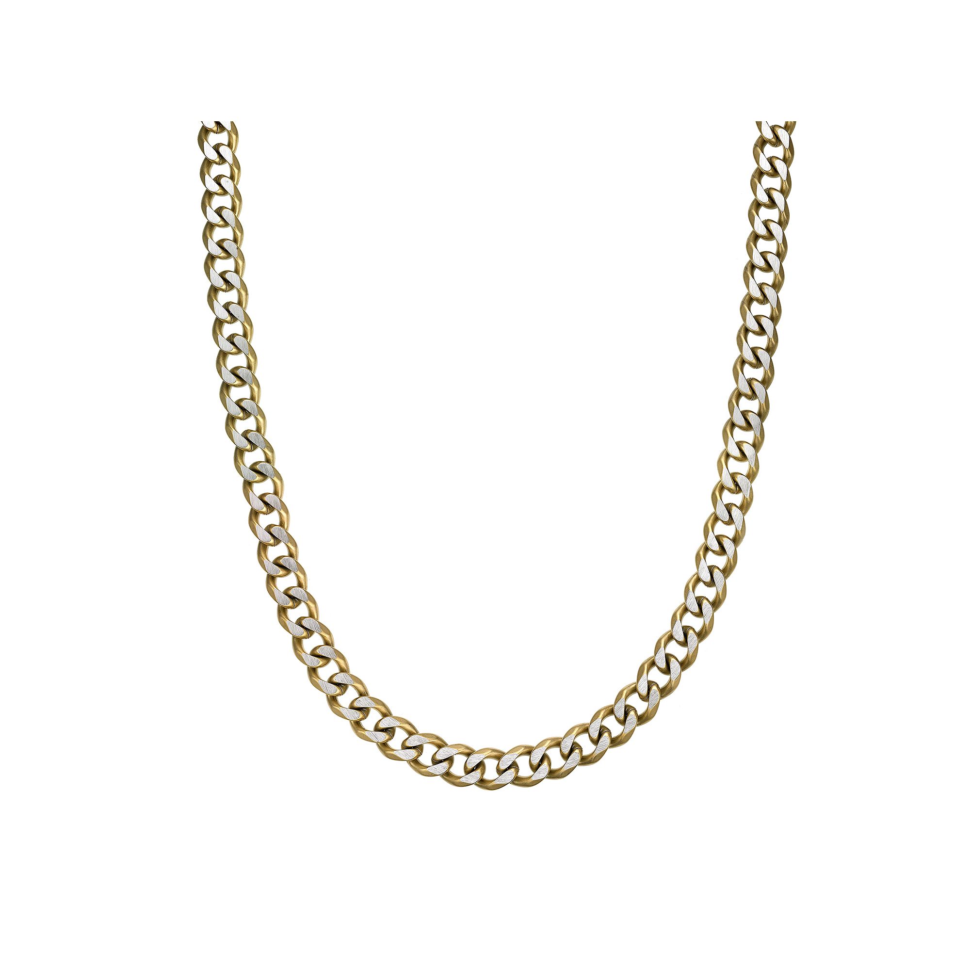 Mens LYNX Stainless Steel Curb Chain Necklace, Size: 22, Gold Tone