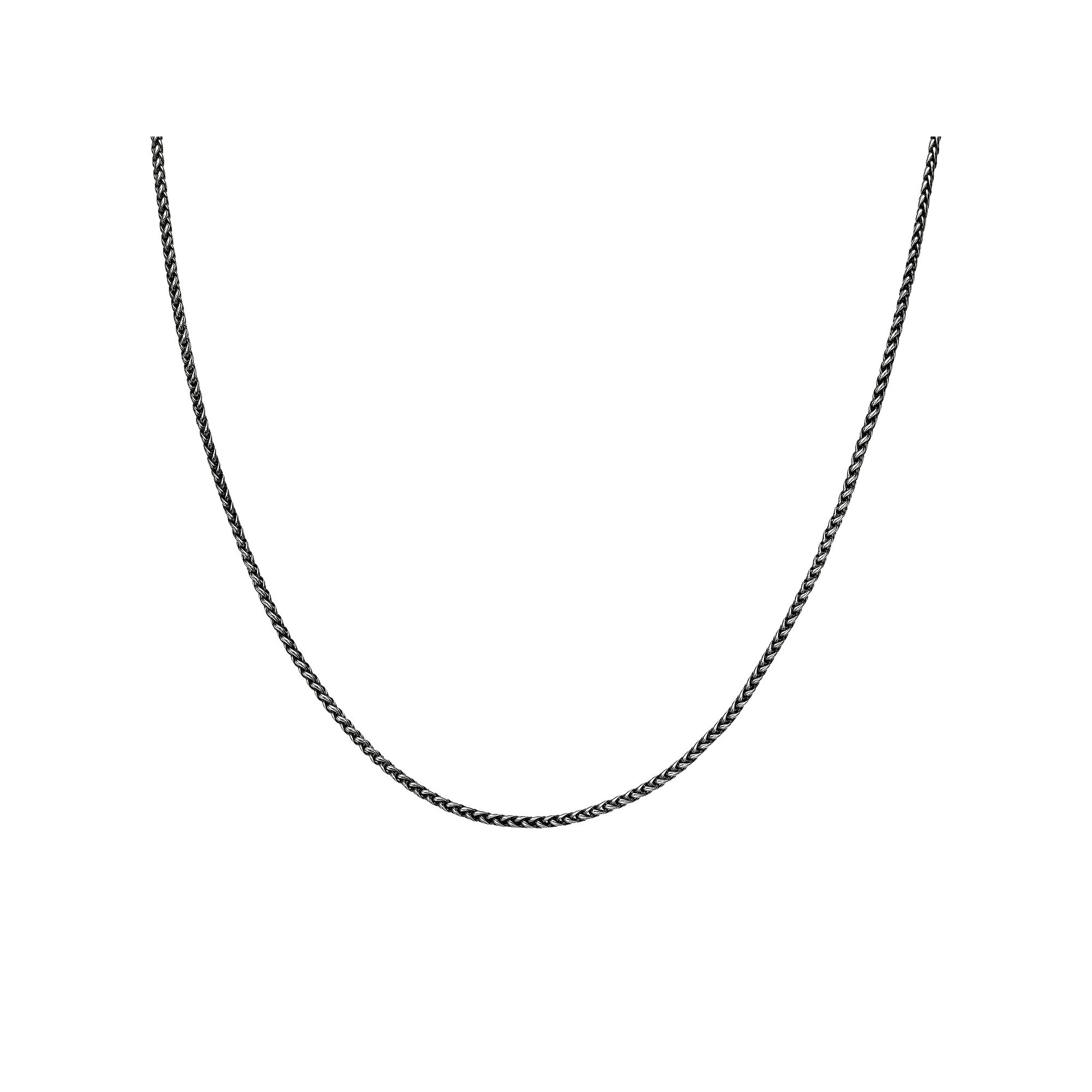 Mens LYNX Stainless Steel Wheat Chain Necklace, Size: 18, Antique