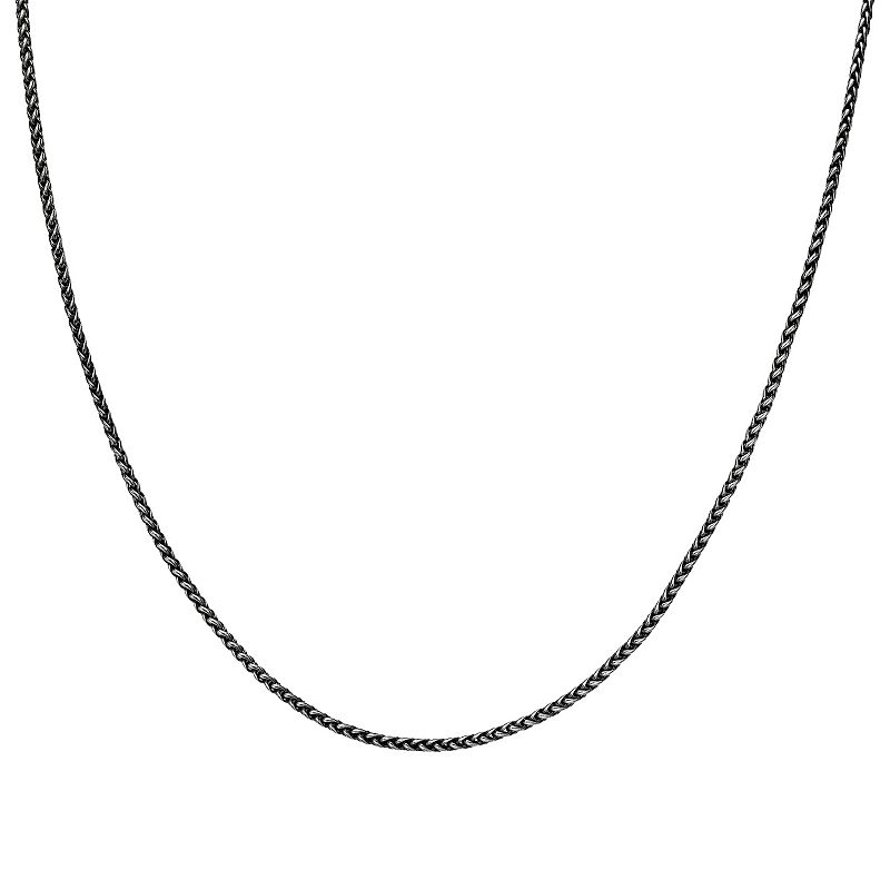Mens LYNX Stainless Steel Wheat Chain Necklace, Size: 18, Grey
