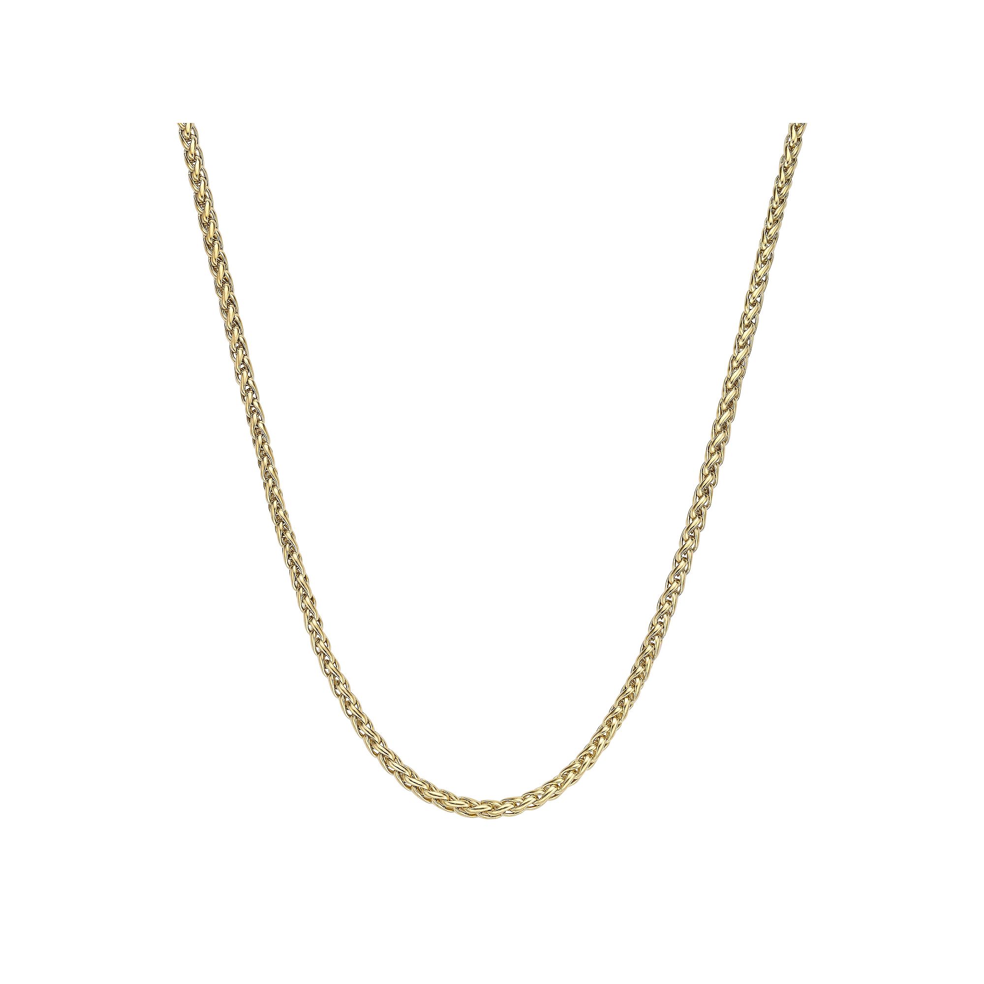 Mens LYNX Stainless Steel Wheat Chain Necklace, Size: 30, Gold Tone