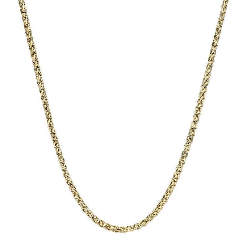Mens LYNX Stainless Steel Wheat Chain Necklace, Size: 30, Gold