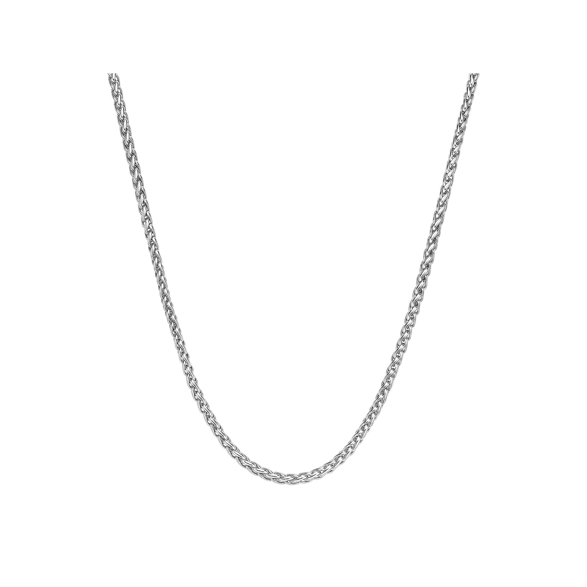 Mens LYNX Stainless Steel Wheat Chain Necklace, Size: 18