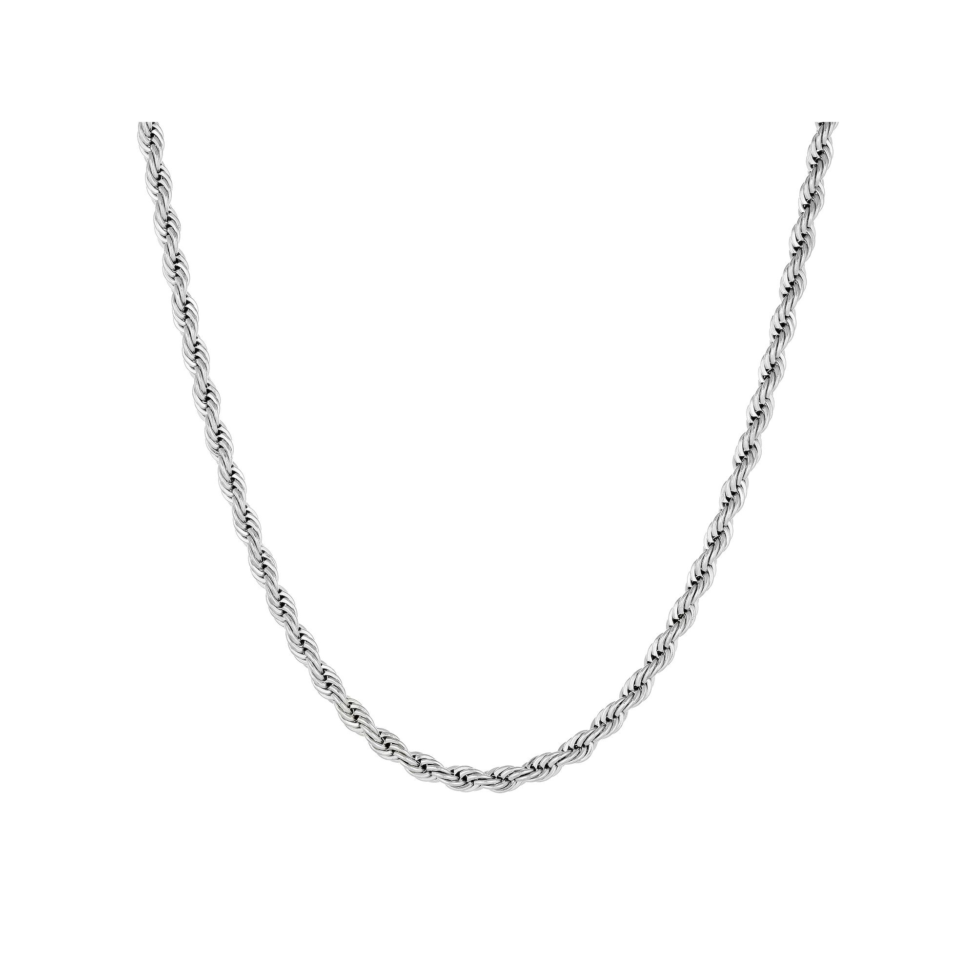 Mens LYNX Stainless Steel Rope Chain Necklace, Size: 30