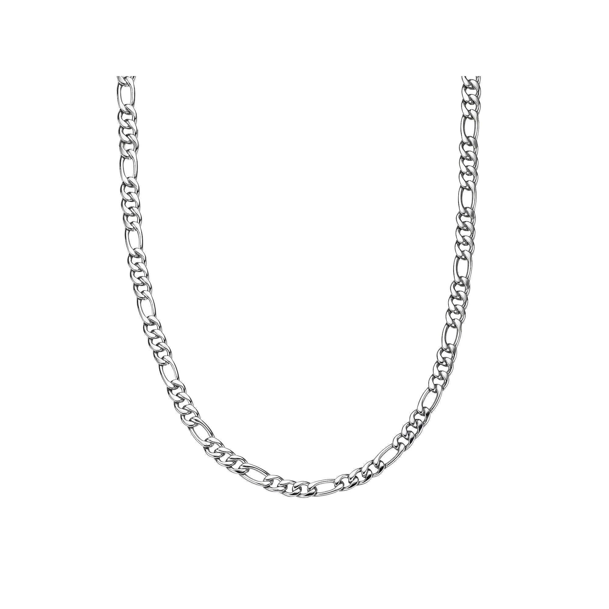 Mens LYNX Stainless Steel Figaro Chain Necklace, Size: 30