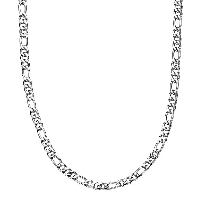 Mens LYNX Stainless Steel Figaro Chain Necklace, Size: 30, White