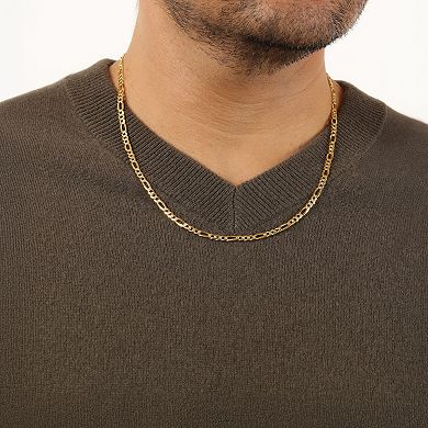 Men's LYNX Stainless Steel 4mm Figaro Chain Necklace