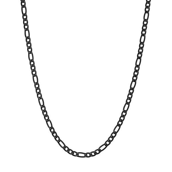 Men's LYNX Stainless Steel 4mm Figaro Chain Necklace - Black Tone (24")