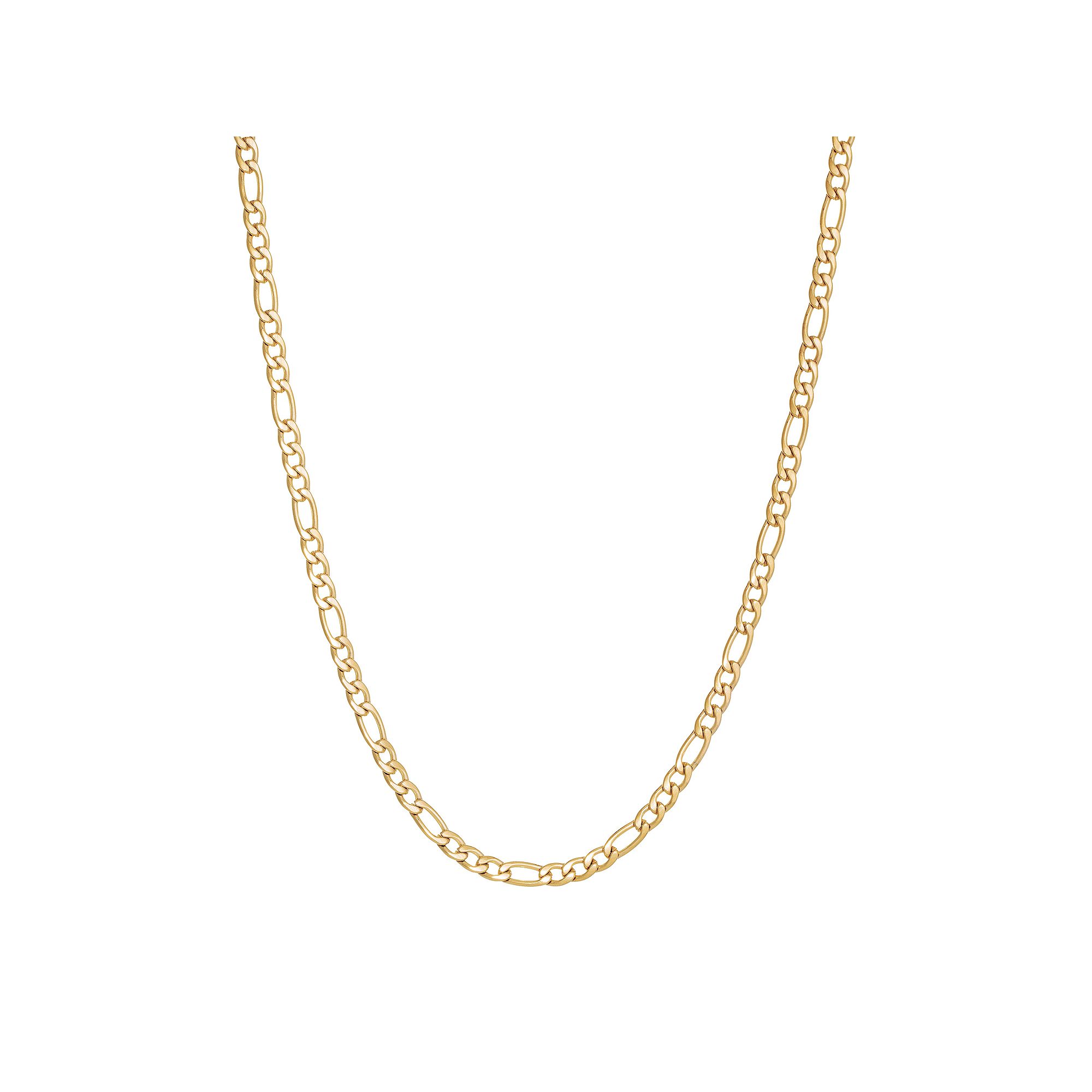 Mens LYNX Stainless Steel 4mm Figaro Chain Necklace, Size: 30, Gold Ton