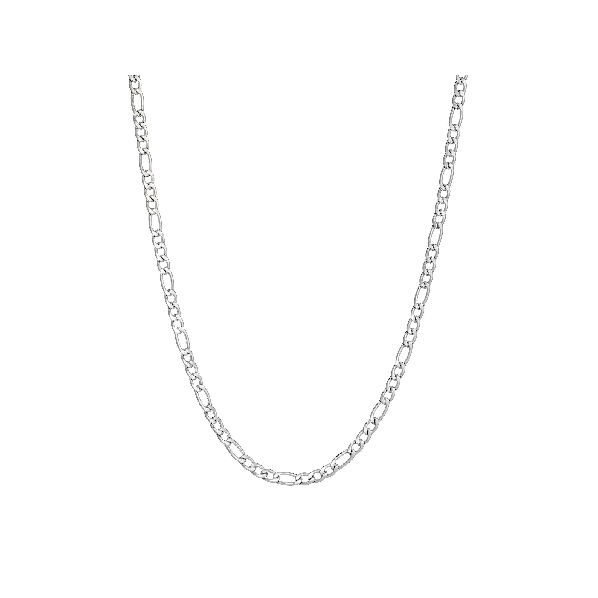Mens LYNX Stainless Steel 4mm Figaro Chain Necklace, Size: 20