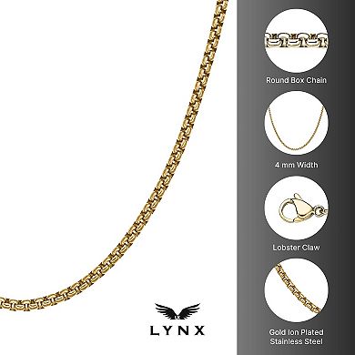 LYNX Stainless Steel Round Box Chain Necklace