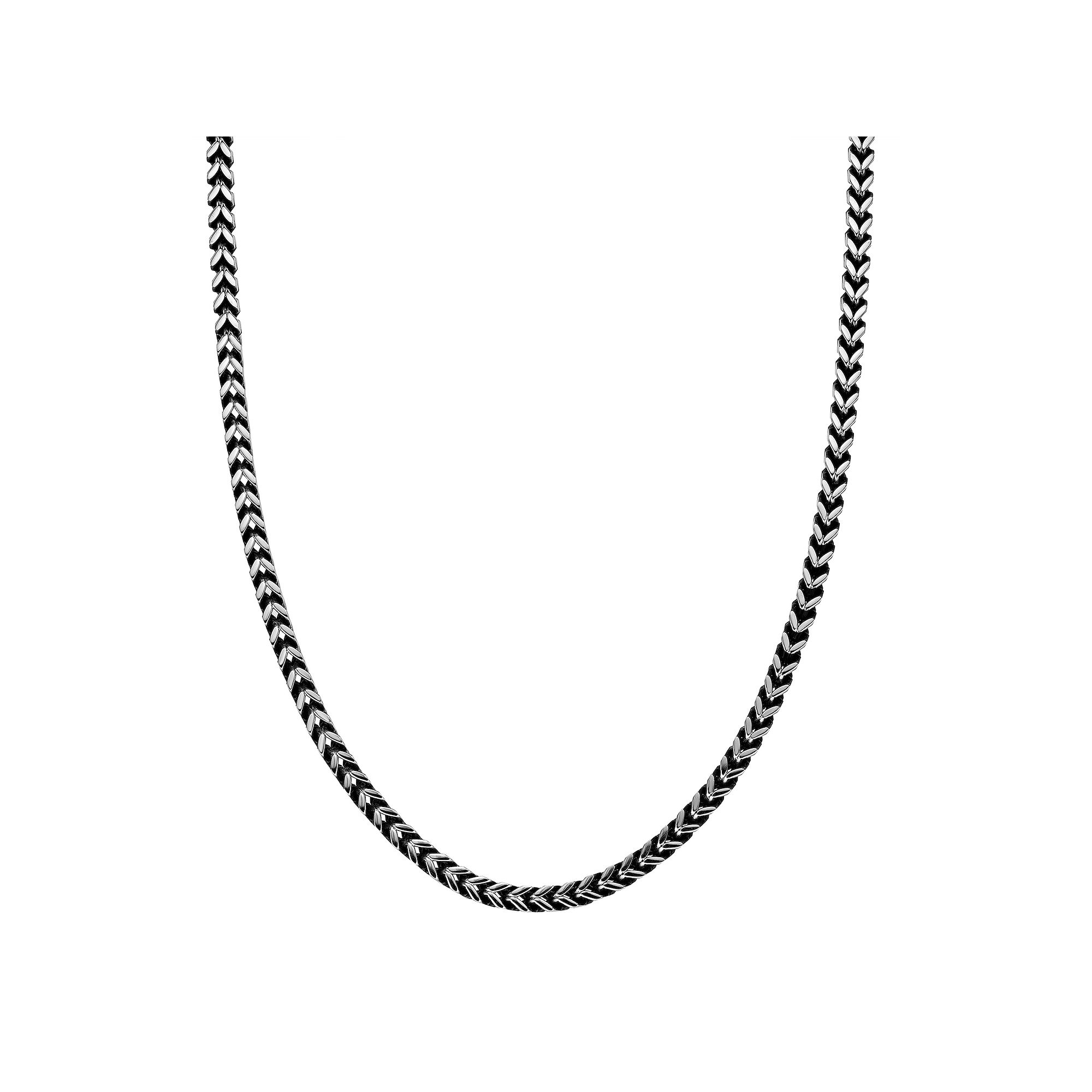 Mens LYNX Stainless Steel Foxtail Chain Necklace, Size: 22