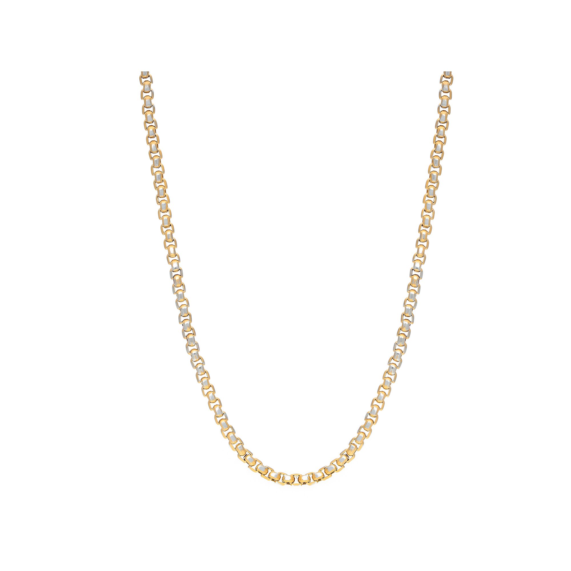 Mens LYNX Stainless Steel Box Chain Necklace, Size: 24, Gold Tone