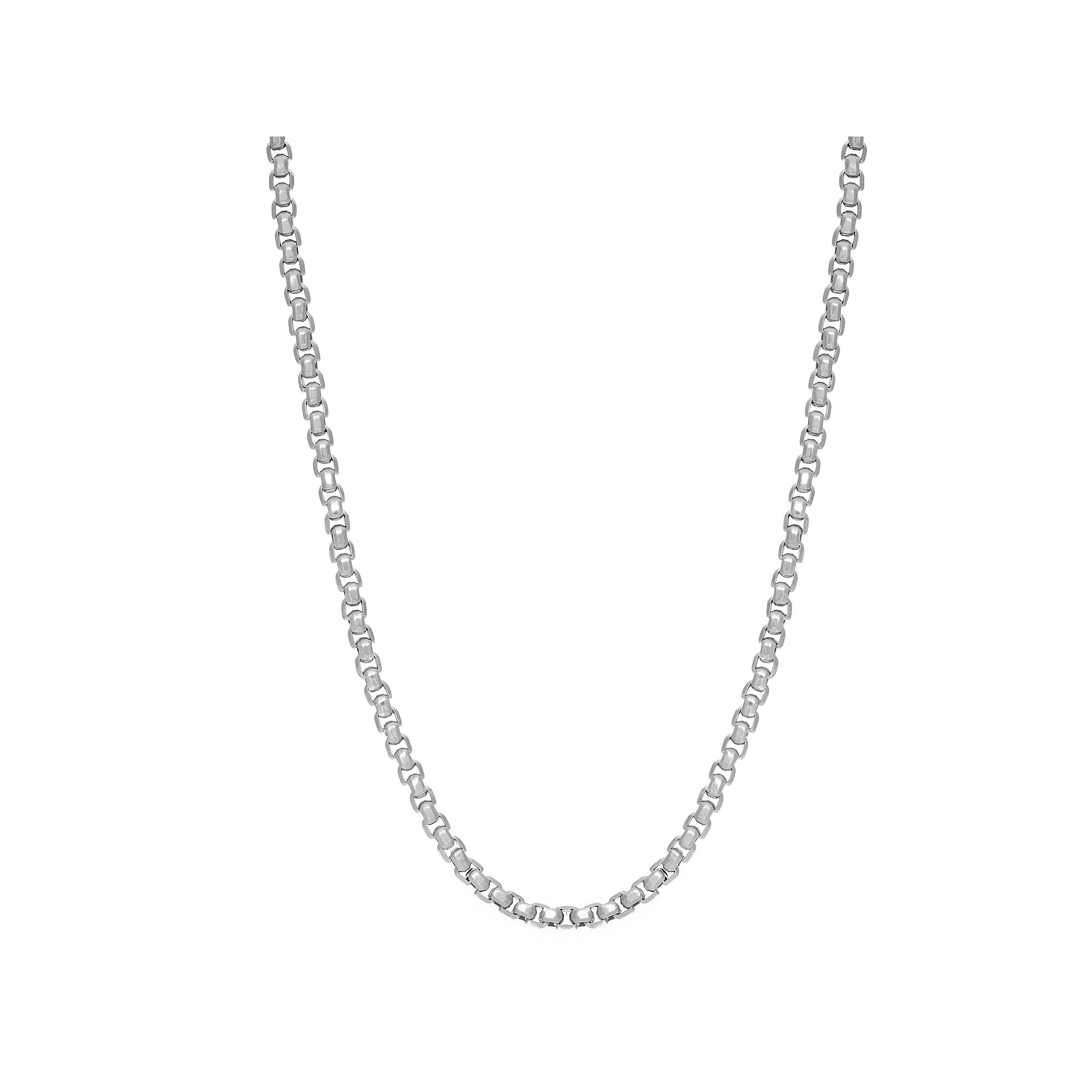 Mens LYNX Stainless Steel Box Chain Necklace, Size: 24