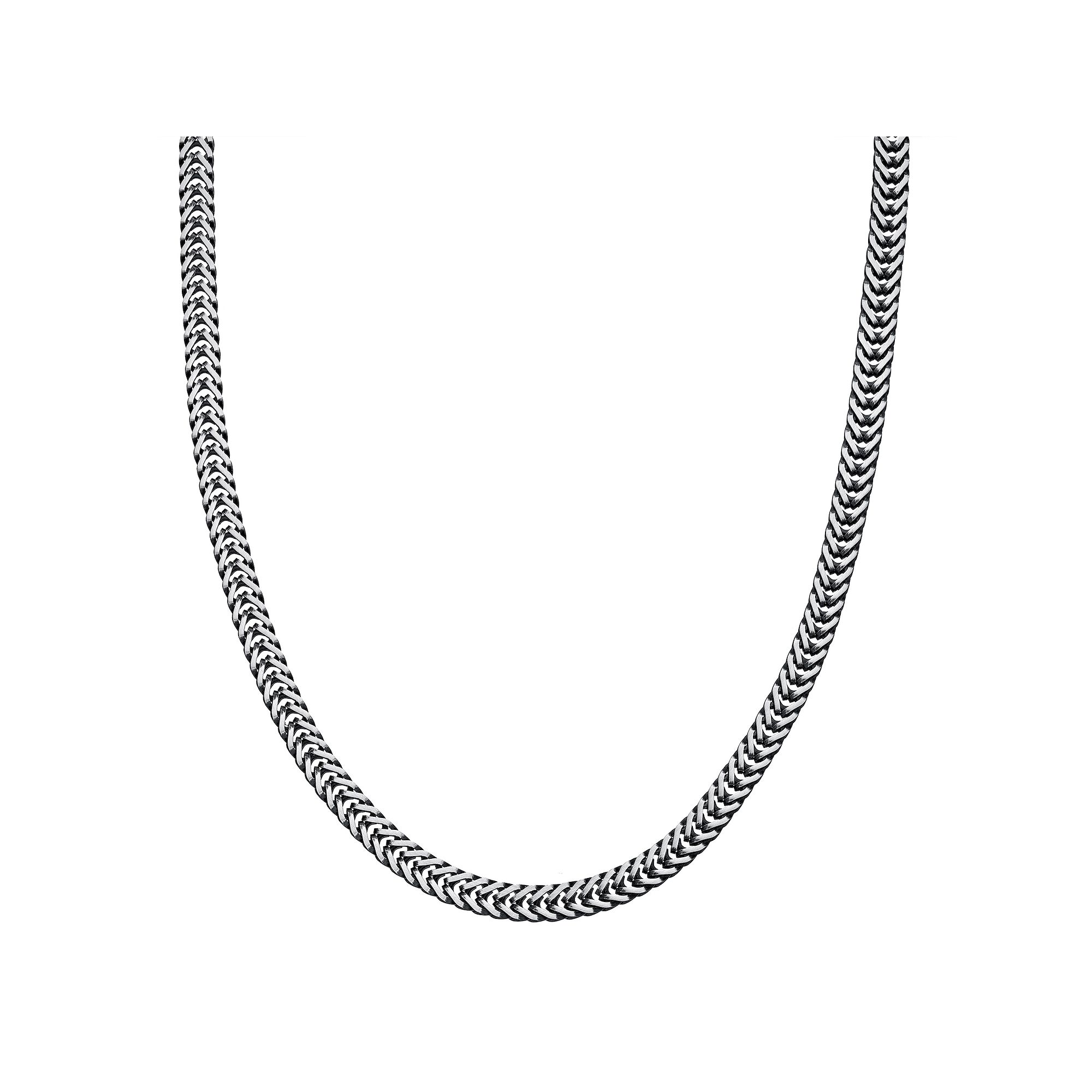 Mens LYNX Stainless Steel Snake Chain Necklace, Size: 24, Black Tone