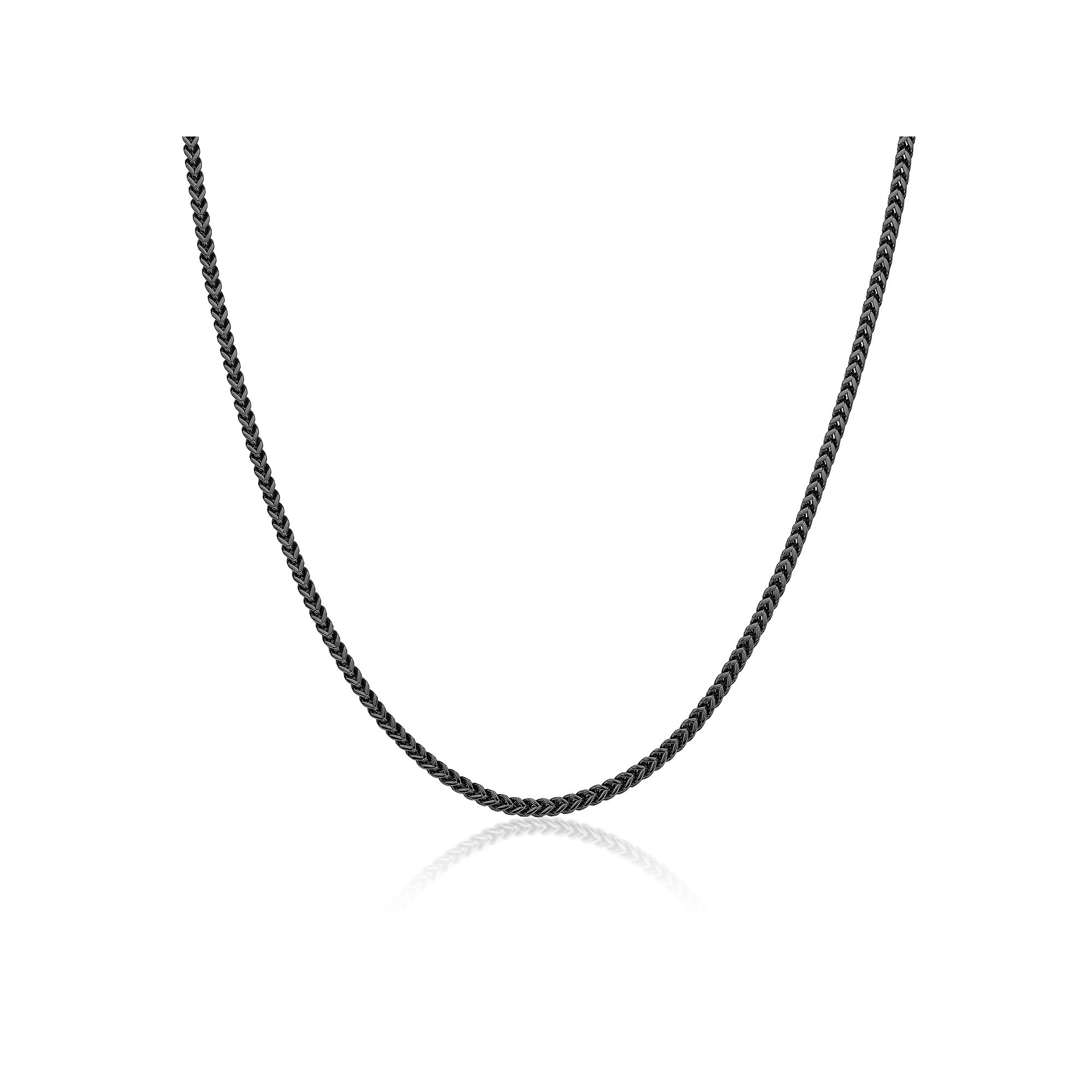 Mens LYNX Stainless Steel Franco Chain Necklace, Size: 22, Black