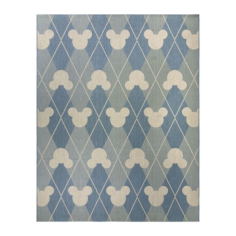 Disney's Mickey Mouse Argyle Indoor Outdoor Rug, Green, 9X13 Ft